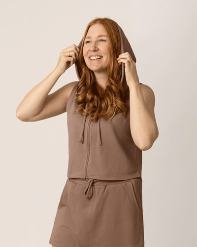 Kindred Bravely French Terry Sleeveless Nursing Hoodie | Taupe