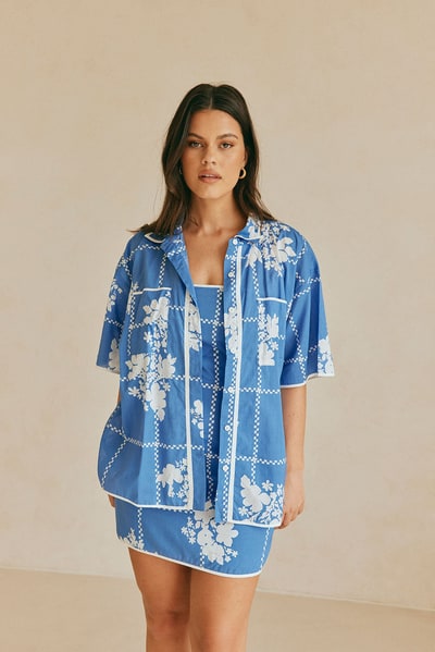 SABO Amira Top - Check Flowers