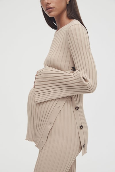 Legoe Heritage Luxe L/S Button Knit (Latte) - FINAL SALE