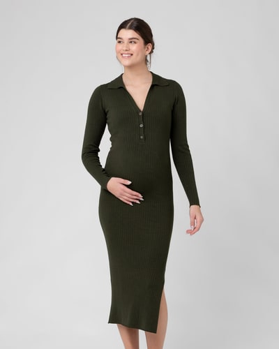 Ripe Maternity Sammy Knit Polo Dress  Ivy
