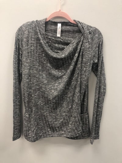 Latched Mama Outlet 5961 - Latched Mama Convertible Nursing Cardigan - Ribbed Charcoal - Extra Extra Small