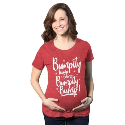 Target Maternity Bumpity Bump Bump Pregnancy T shirt Funny Christmas Baby Announcement - Crazy Dog Maternity T Shirt Gift For Christmas Red S