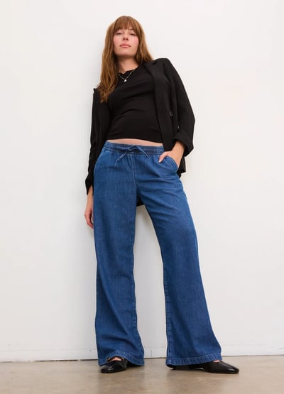 HATCH The Drapey Denim Wide Leg Pant