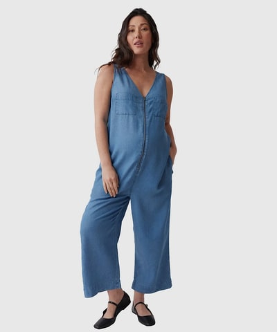 Bump City The Zip Front Chambray Jumpsuit