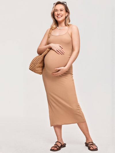 Momanda Square Neck Ribbed Maternity Dress