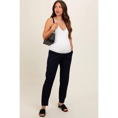 Target Pinkblush Navy Blue Pleated Relax Fit Maternity Pants Large