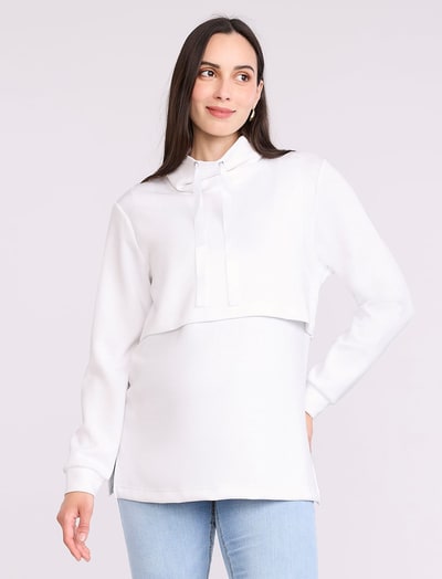 Motherhood Maternity Funnel Neck Nursing Sweatshirt