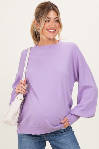 PinkBlush Lavender Fine Knit Balloon Sleeve Maternity Sweater