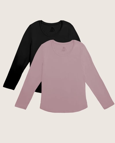 Kindred Bravely Bamboo Nursing Long Sleeve T-shirt Two-Pack | Black & Dusty Mauve
