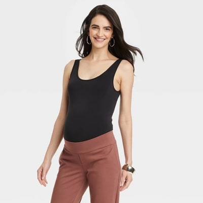 Target Maternity Tank Bodysuit - Isabel Maternity by Ingrid & Isabel™ Black XL: Seamless Scoopneck Pullover
