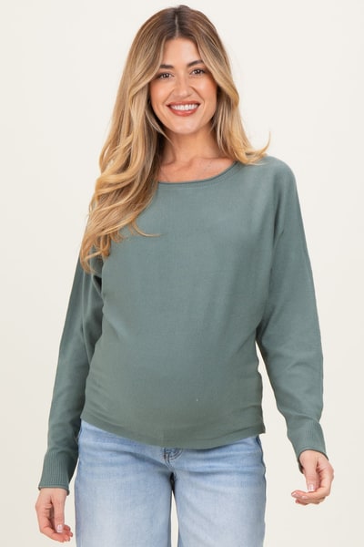 PinkBlush Dark Jade Dolman Sleeve Maternity Knit Top
