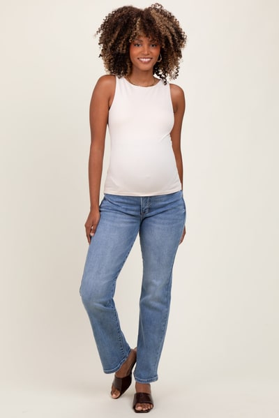 PinkBlush Blue Ankle Straight Leg Maternity Jeans