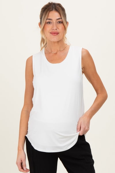 PinkBlush Ivory Double Layer Maternity Nursing Tank Top