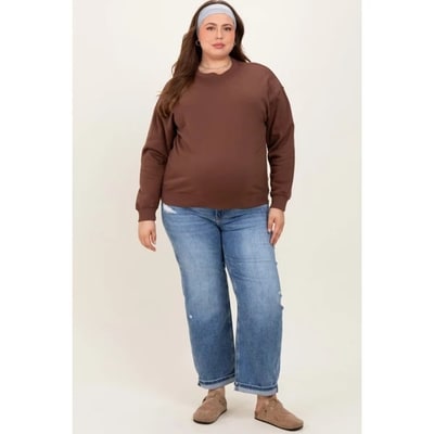 Target Pinkblush Blue Relaxed Cuffed Maternity Plus Ankle Straight Leg Jeans 1X