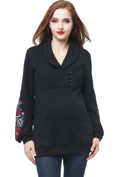 Kimi + Kai Kimi + Kai Maternity "Nellie" Shawl Collar Sweatshirt