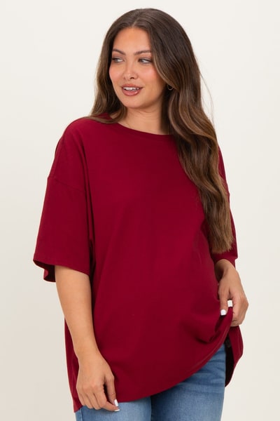 PinkBlush Cabernet Cotton Oversized Maternity Tee
