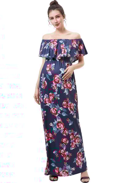 Kimi + Kai Kimi + Kai Maternity "Brielle" Nursing Floral Print Maxi Dress