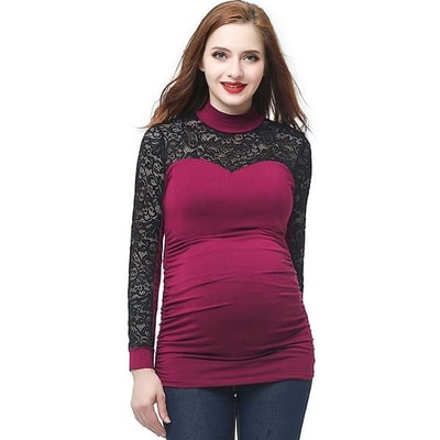Kohl's Maternity Pokkori Mockneck Lace Panel Top