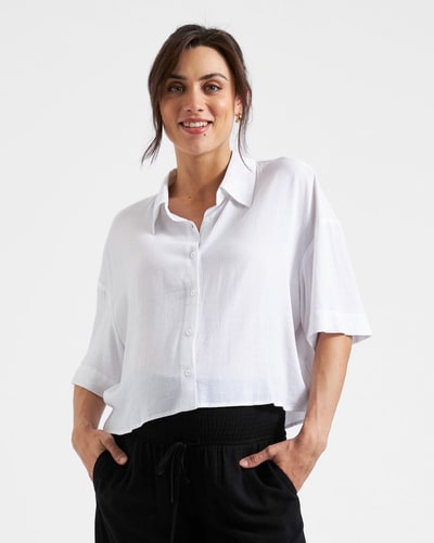 Ripe Maternity Farrah Crop Shirt  White