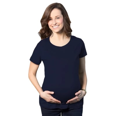 Target Comfortable 3 Pack Maternity Shirts Blank Pregnancy Shirts Plain Fitted Tees - Crazy Dog Maternity T Shirt with Fun Design Navy M