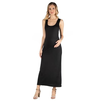 Target 24seven Comfort Apparel Maternity Scoop Neck Maxi Dress-Black-S-BLACK-S
