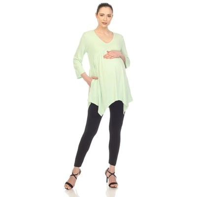 Target Maternity Empire Cut V-Neck Tunic Top Sage Large -White Mark