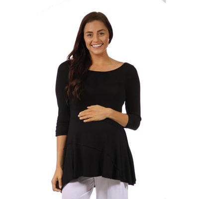 Target 24seven Comfort Apparel Maternity Ruched Sleeve Swing Tunic Top-Black-S