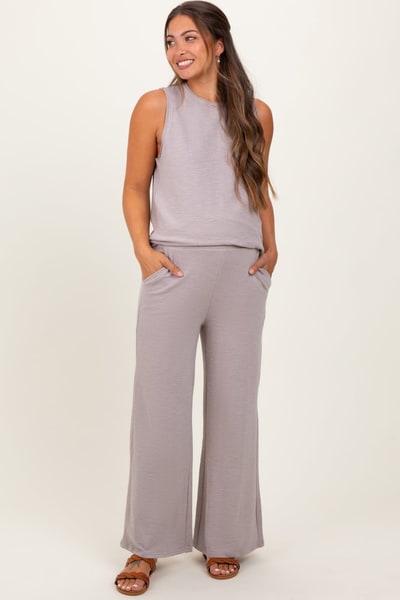 PinkBlush Charcoal Slub Knit Maternity Pants Set