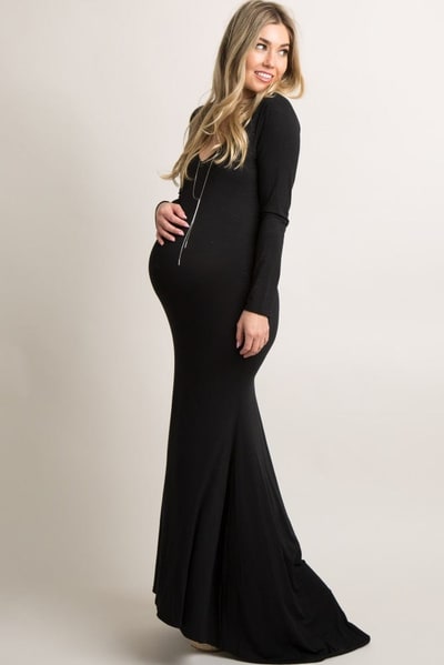 PinkBlush PinkBlush Black Long Sleeve Photoshoot Maternity Gown/Dress