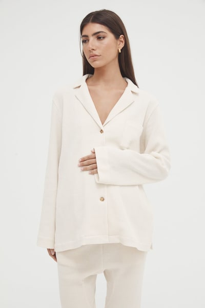 Legoe Heritage Waffle PJ Shirt (Cream) - FINAL SALE