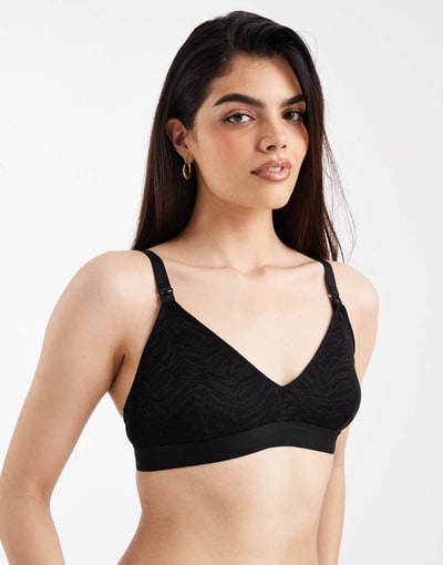 ASOS Mamalicious Maternity soft nursing bralet in black zebra