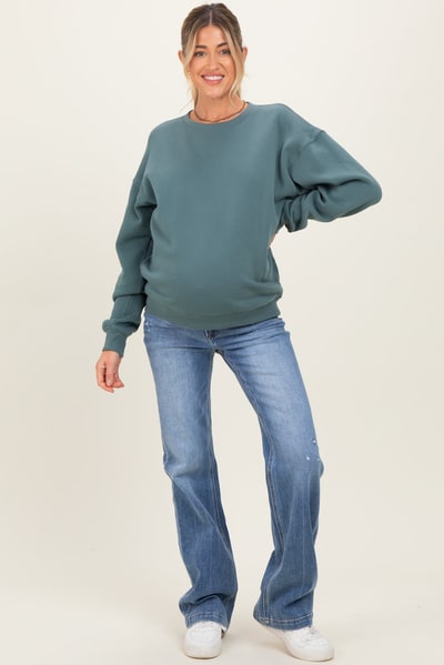 PinkBlush Navy Blue Lightly Distressed Maternity Straight Leg Jeans