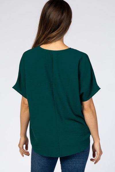 PinkBlush Forest Green Short Sleeve Maternity Blouse