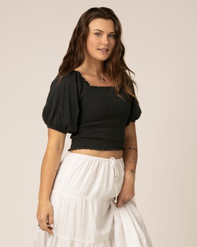 Kindred Bravely Sophia Smocked Cropped Nursing Top