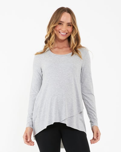 Ripe Maternity Raw Edge Nursing Top Silver Marle