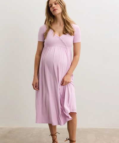 Bump City HATCH: The Softest Rib Side Seam Nursing Maxi Dress (Orchid)