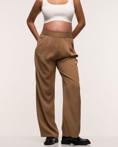 Soon Maternity Wide Leg Pleated Pants