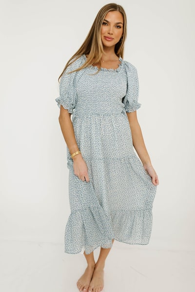 Worth Collective Sherelle Midi Dress in Cloud - Bump Friendly