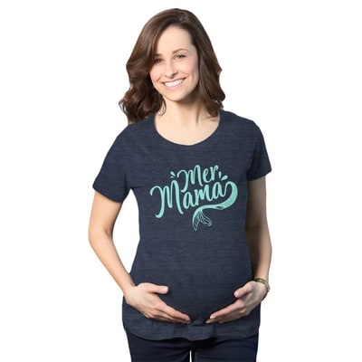 Target Maternity MerMama T Shirt Funny Mothers Day Mermaid Pregnancy Tee - Crazy Dog Maternity T Shirt With Sarcastic Sayings Navy S