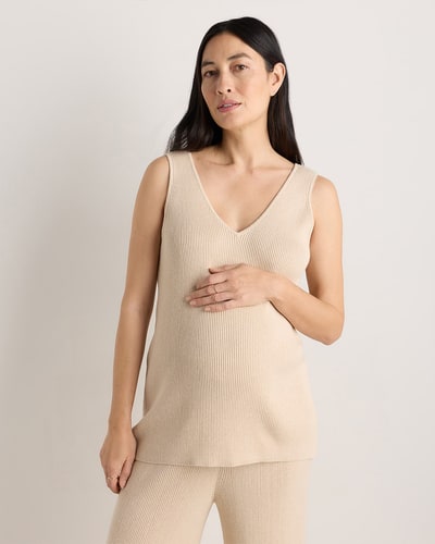 Quince Cotton Cashmere Maternity and Nursing V-Neck Tank