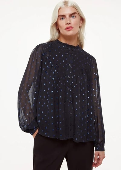 For The Creators Mia Metallic Dobby TopNavy/Multi