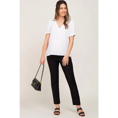 Target Pinkblush Black Stretchy Slim Fit Crop Maternity Dress Pants Medium