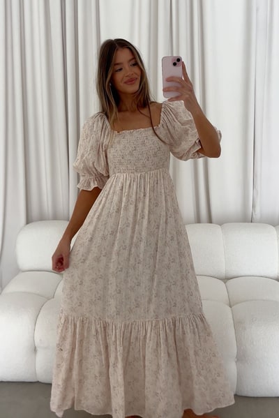 Worth Collective Livvy 100% Cotton Dress in Pink (Fully Lined) - Bump Friendly