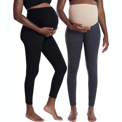 Target Women's Essential Stretch Secret Fit Over the Belly Maternity Leggings - Black & Charcoal 2 pack - Size: Large - Motherhood Maternity