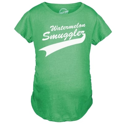 Target Maternity Watermelon Smuggler Shirt Funny Pregnancy T shirts Announcement Ideas - Crazy Dog Maternity T Shirt For Foodies Green XL