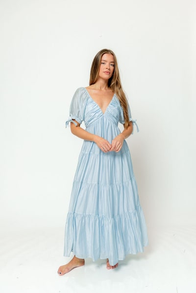 Worth Collective Grayson Maxi Dress in Light Blue - Bump Friendly & Inclusive Sizing