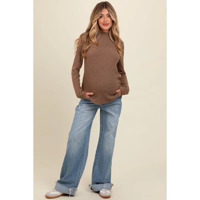 Target Pinkblush Light Blue Cuffed Baggy Wide Leg Maternity Jeans 30