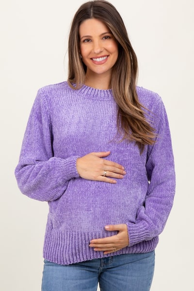 PinkBlush Lavender Chenille Knit Maternity Sweater