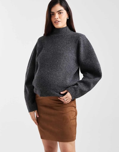 ASOS Vero Moda Maternity stretch faux suede mini skirt in tan