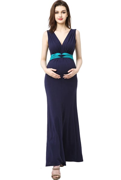 Kimi + Kai Kimi + Kai Maternity "Scarlett" Colorblock Nursing Maxi Dress